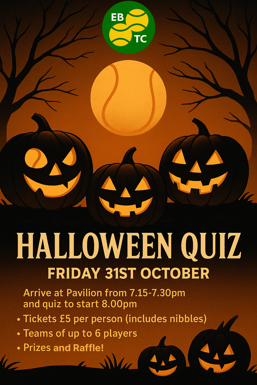 Poster promoting the club's Halloween Quiz on 31 October