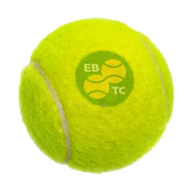 Tennisball with East Bergholt Tennis Club logo printed on it.